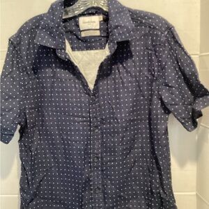 Men's good fellow & co Navy Blue Polka Dot Shirt size medium